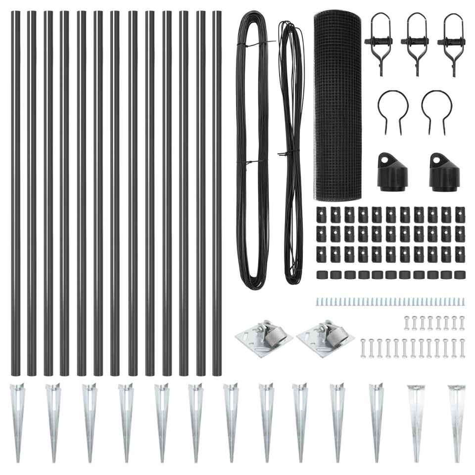 Set de Stâlpi Fencing Set de 2 Gri, Negru Metal, Plastic - 2 | YEO