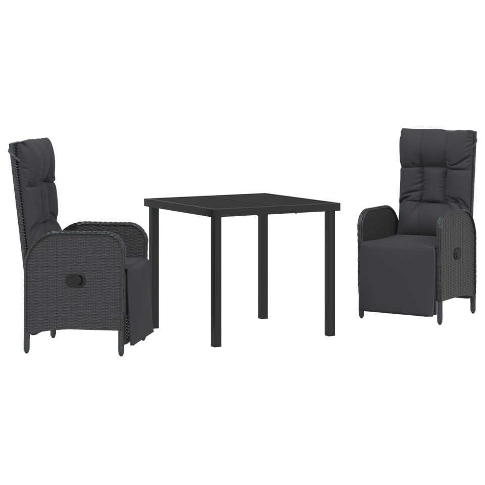 Set Dining Grădină cu Pernă Negru Rattan Poli - 1 | YEO