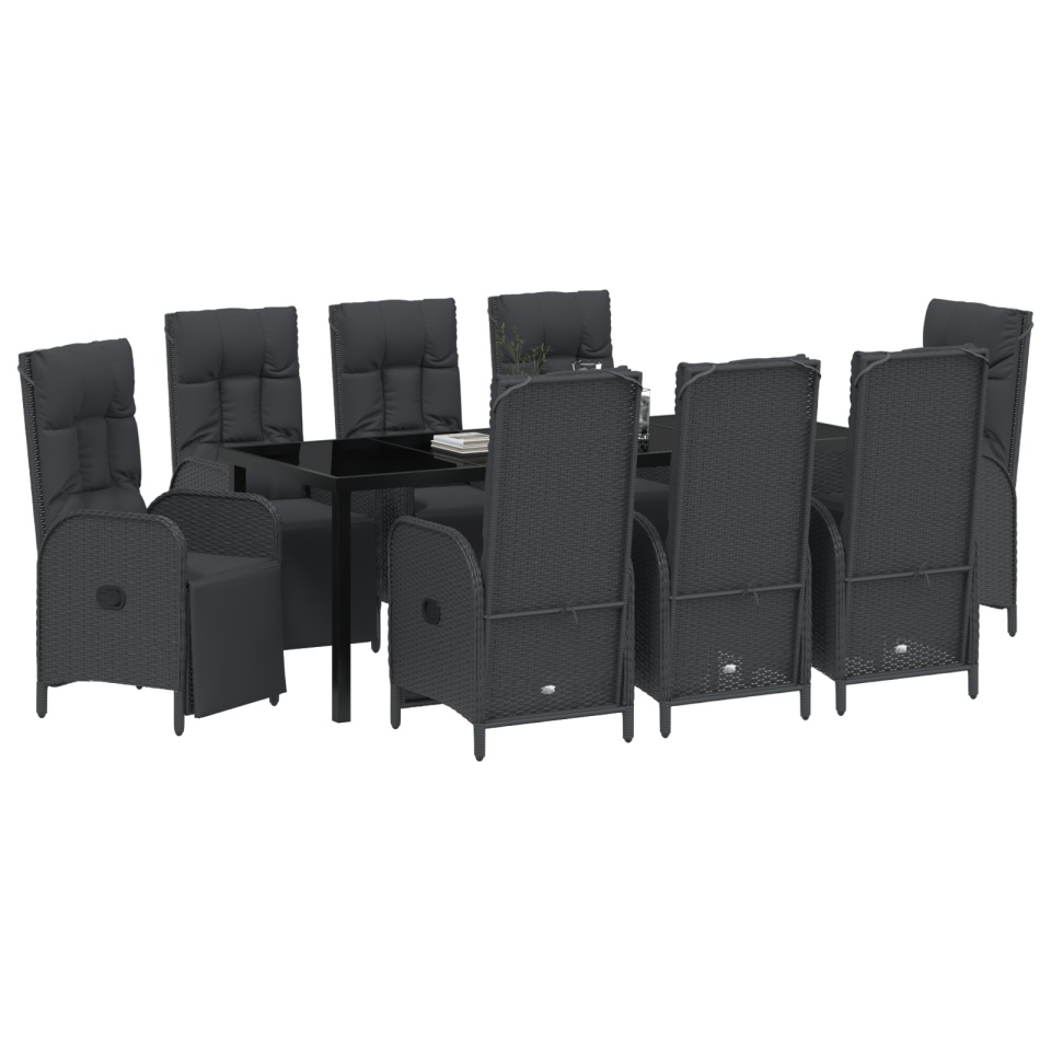 Set dining grădină cu perne negre din poliratan - 2 | YEO