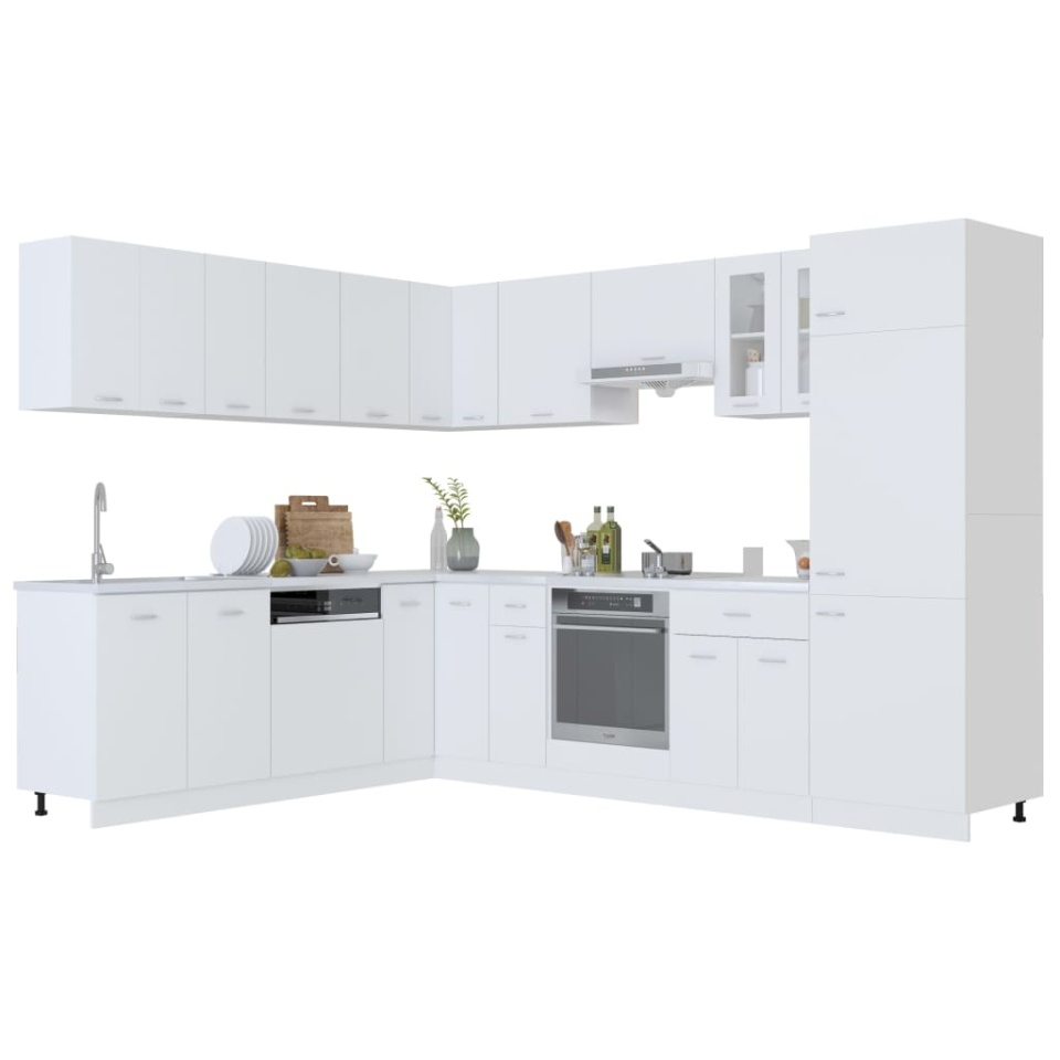 Set dulapuri de bucătărie, 14 piese, alb, PAL - 1 | YEO
