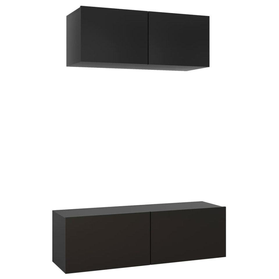Set dulapuri TV, 2 piese, negru, lemn prelucrat - 1 | YEO