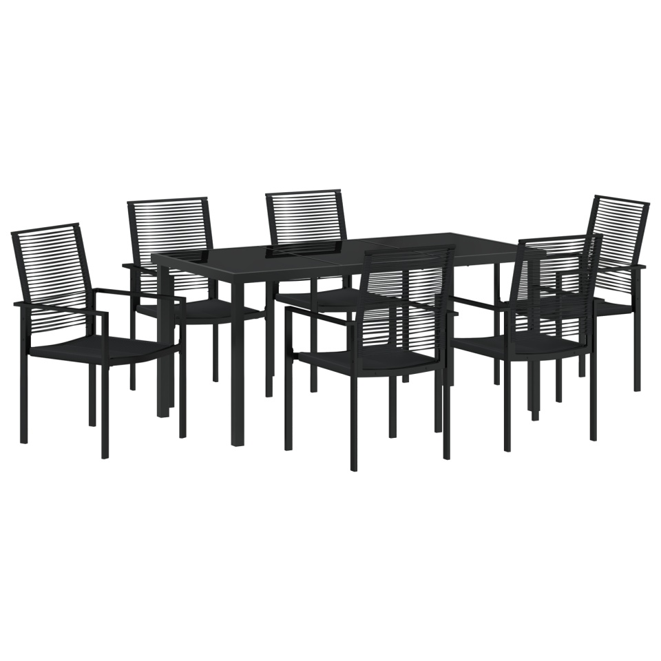 Set masă pentru grădină cu 7 piese Negru Rattan PVC - 1 | YEO