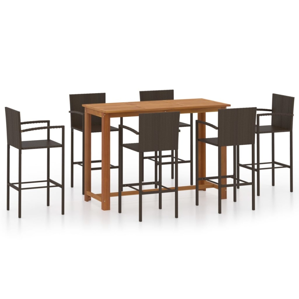 Set mobilier bar de grădină, 7 piese, maro - 1 | YEO