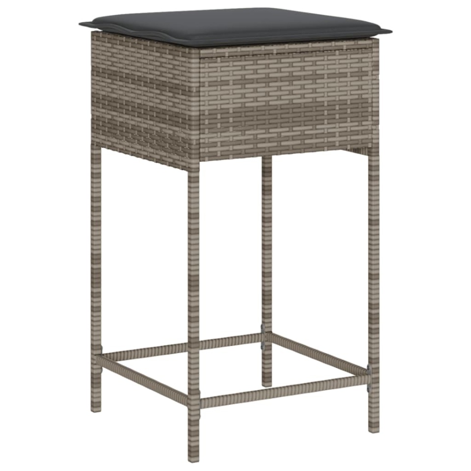 Set mobilier bar de grădină, cu perne, 3 piese, gri, poliratan - 3 | YEO