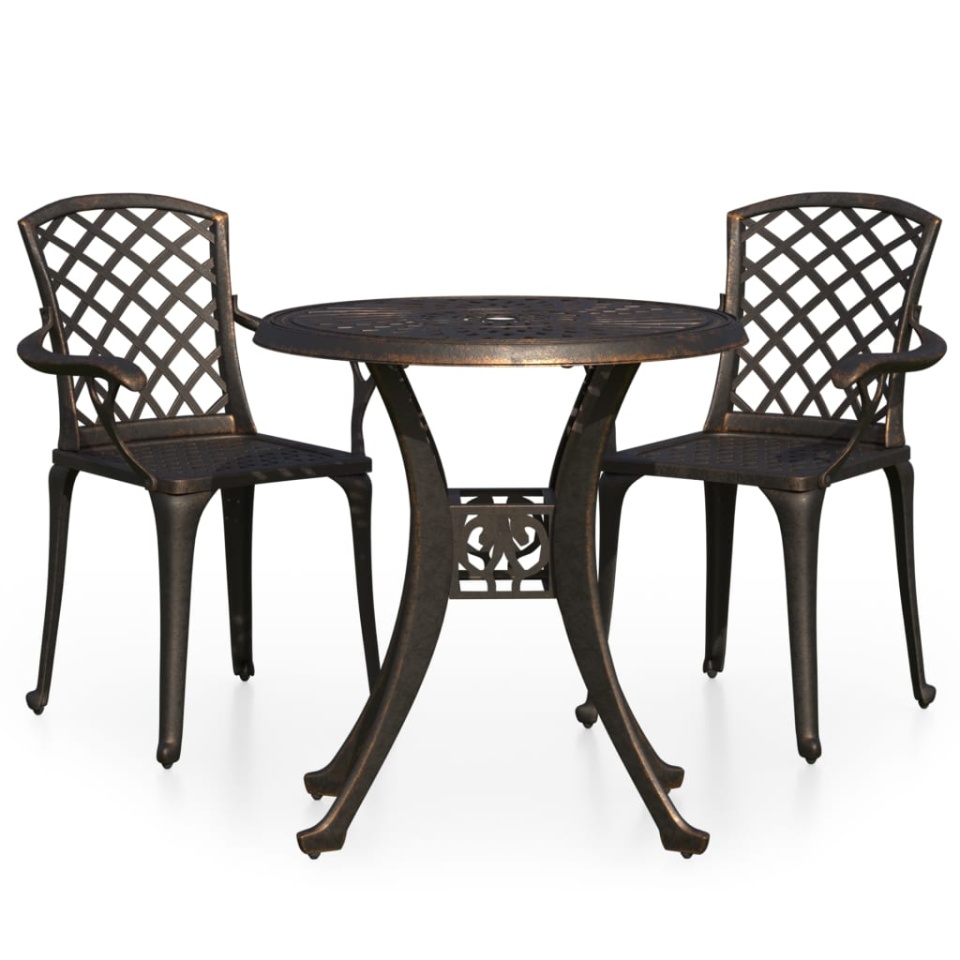 Set mobilier bistro, 3 piese, bronz, aluminiu turnat - 1 | YEO