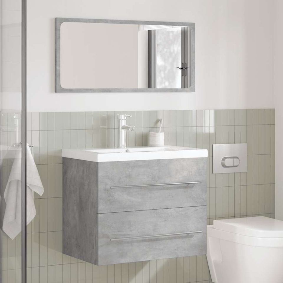 Set mobilier de baie, 2 piese, gri beton, lemn compozit - 2 | YEO