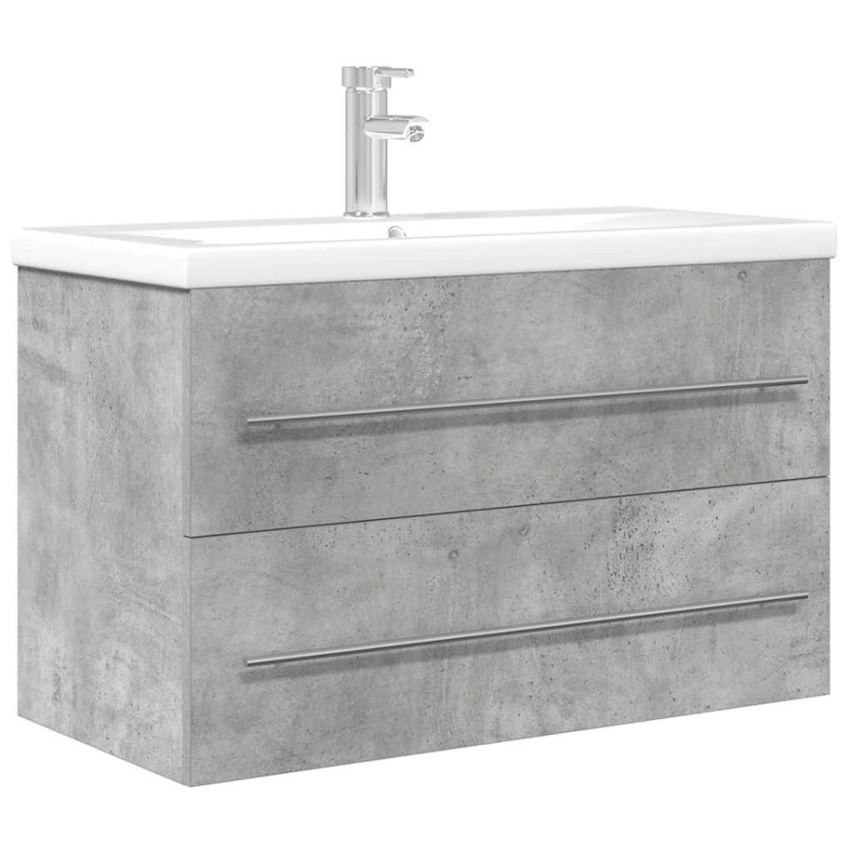 Set mobilier de baie, 2 piese, gri beton, lemn compozit - 1 | YEO
