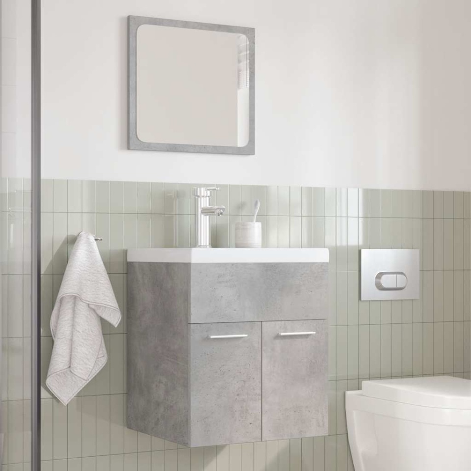 Set mobilier de baie, 3 piese, gri beton, lemn compozit - 2 | YEO