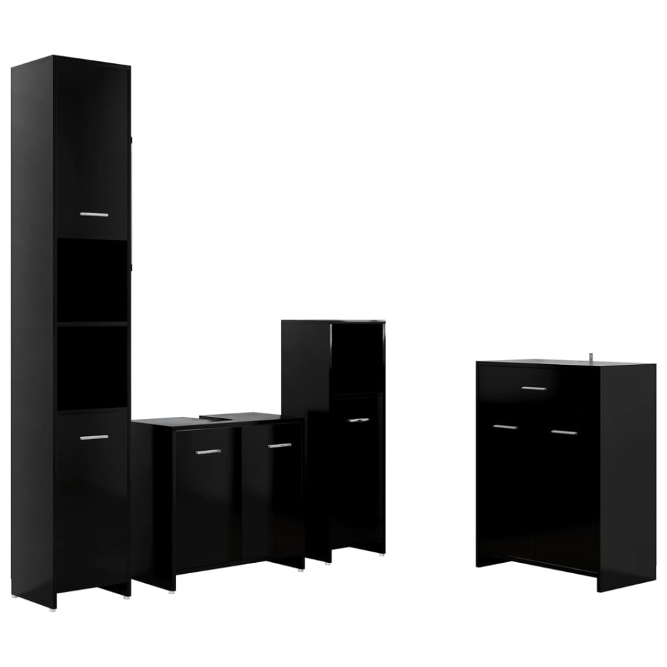 Set mobilier de baie, 4 piese, negru - 1 | YEO