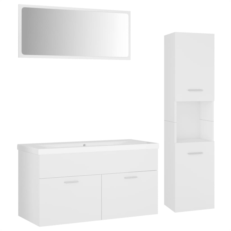 Set mobilier de baie, alb, lemn prelucrat - 1 | YEO