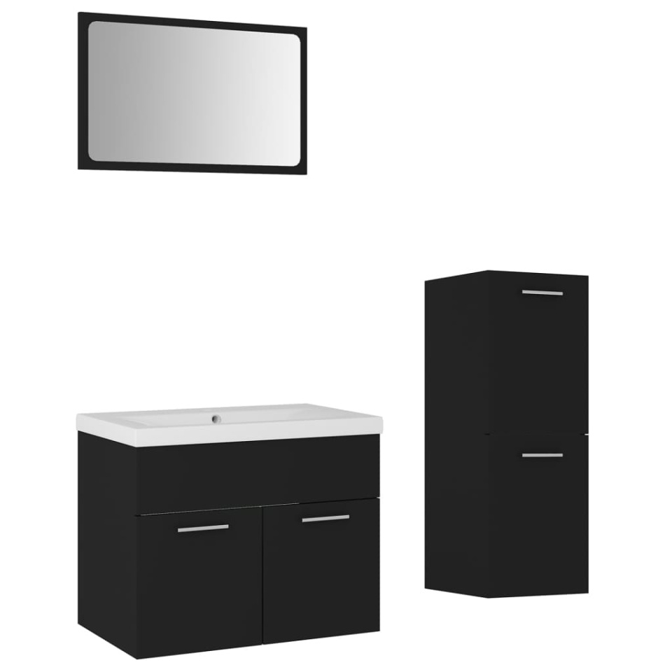 Set mobilier de baie, negru, lemn prelucrat - 1 | YEO