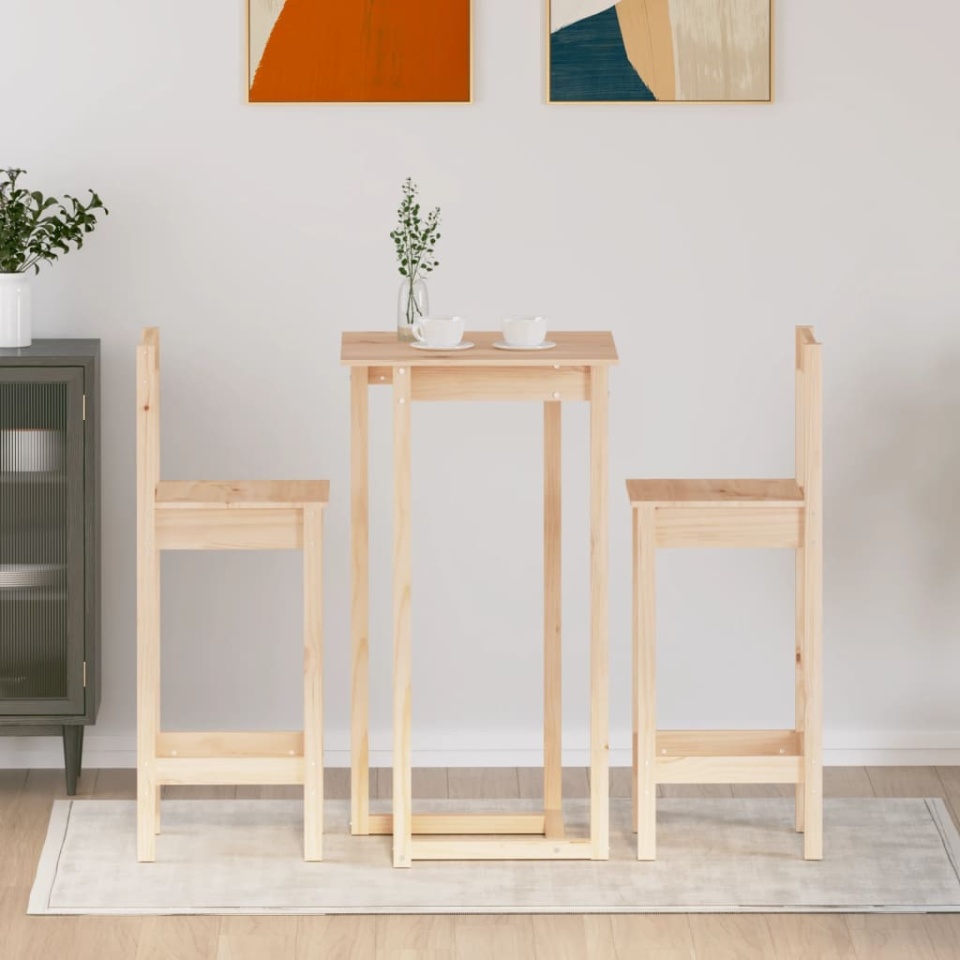Set mobilier de bar, 3 piese, lemn masiv de pin - 2 | YEO