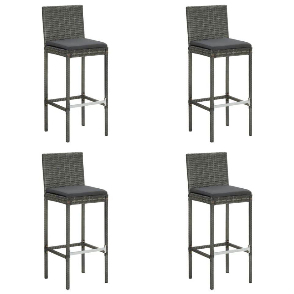 Set mobilier de bar de grădină cu perne, 5 piese, gri - 2 | YEO