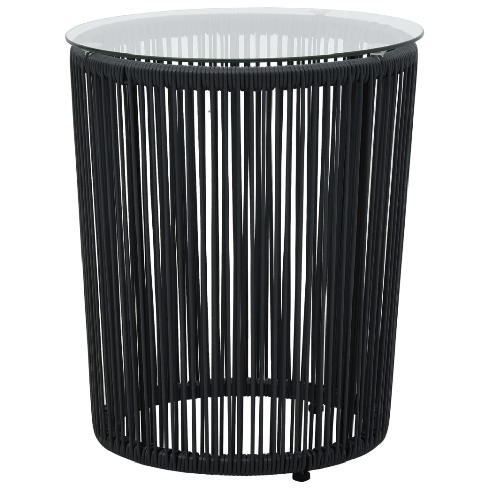 Set mobilier de bistro cu perne, 3 piese, negru, ratan PE - 1 | YEO