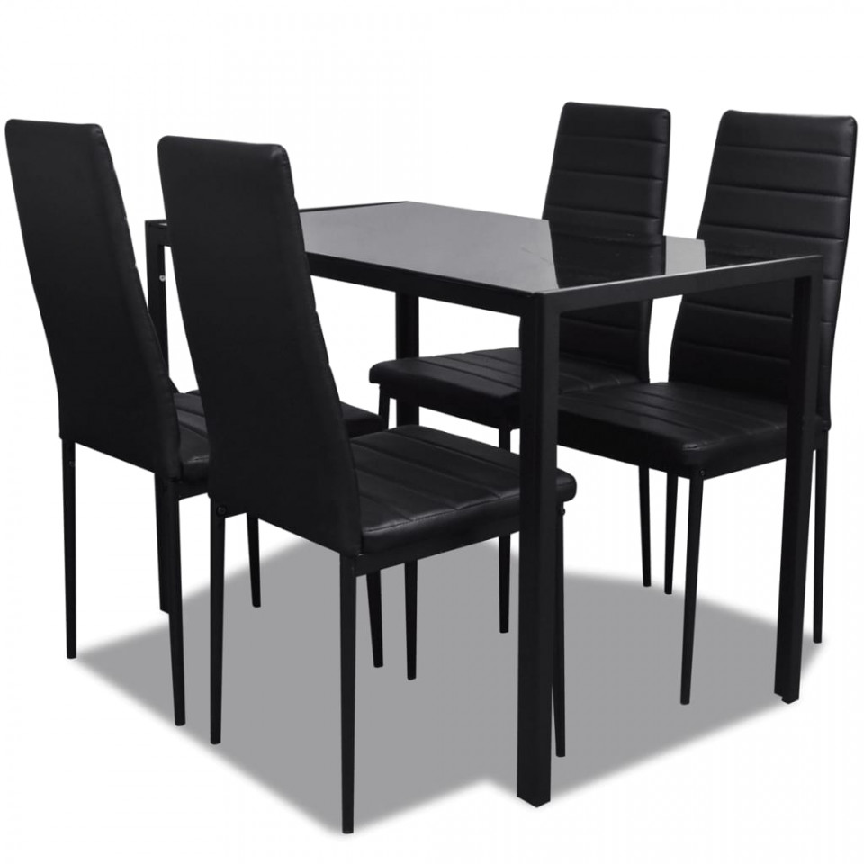 Set mobilier de bucătărie, cinci piese, negru - 1 | YEO