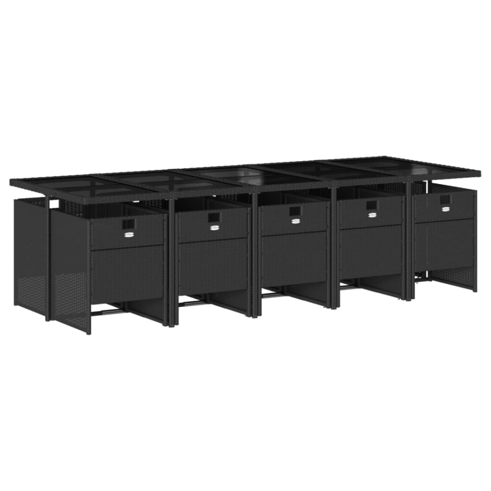 Set mobilier de exterior cu perne, 11 piese, negru, poliratan - 2 | YEO
