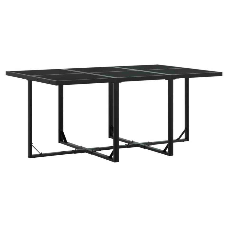 Set mobilier de exterior cu perne, 11 piese, negru, poliratan - 2 | YEO