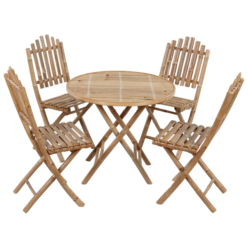 Set mobilier de exterior pliabil, cu perne, 5 piese, bambus - 1 | YEO