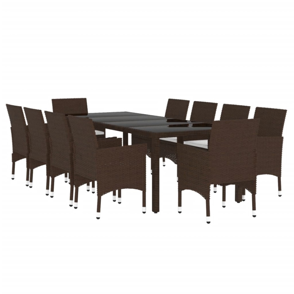 Set mobilier de grădină, 11 piese, maro, poliratan - 2 | YEO