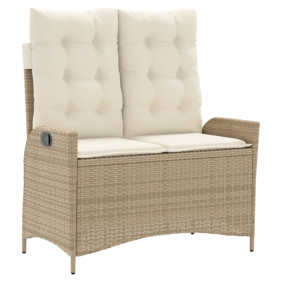 Set mobilier de grădină, 2 piese, cu perne, bej, poliratan - 3 | YEO