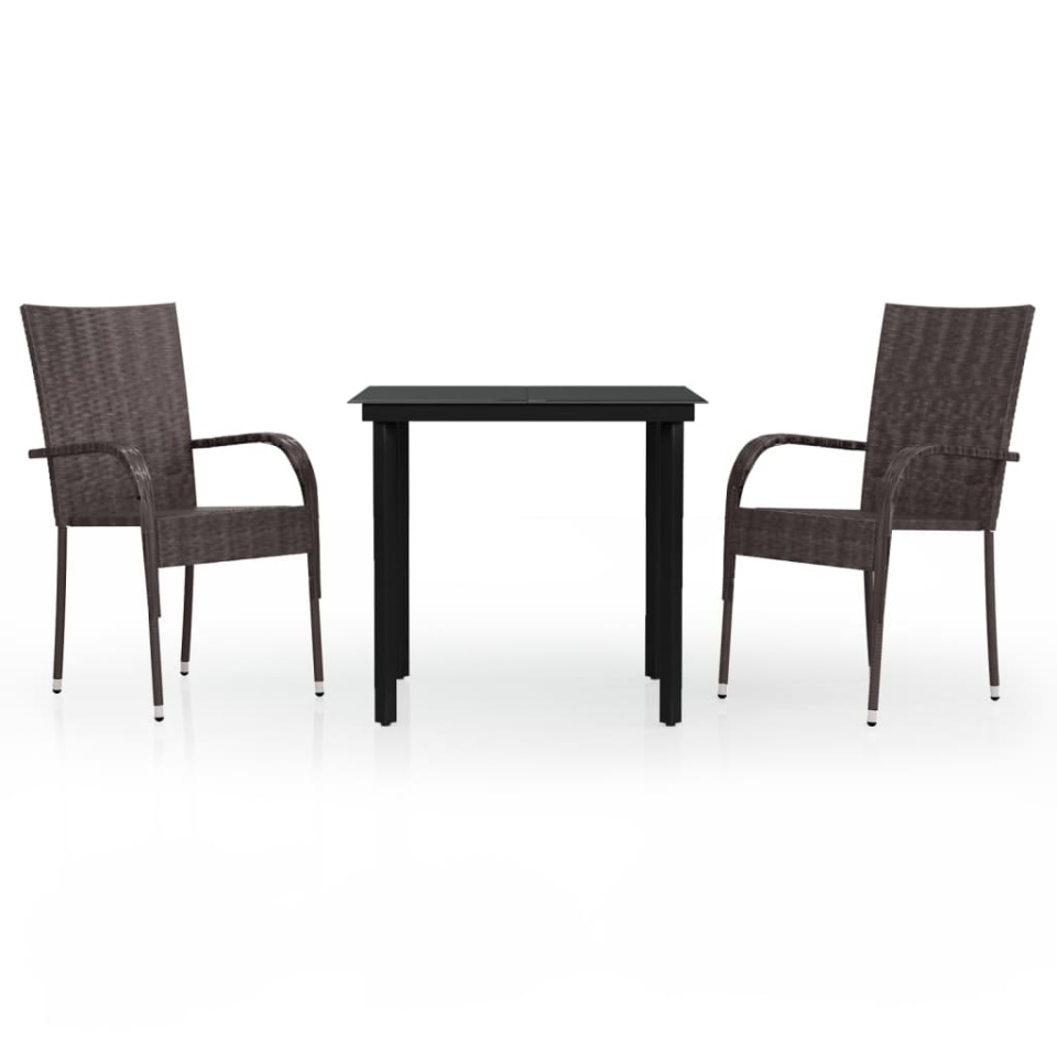 Set mobilier de grădină, 3 piese, maro și negru - 1 | YEO
