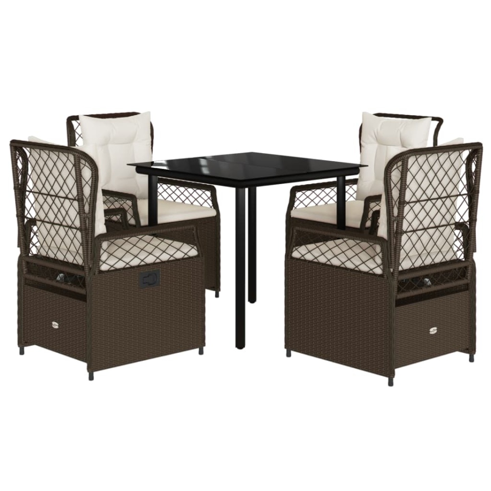 Set mobilier de grădină, 5 piese, cu perne, maro, poliratan - 1 | YEO