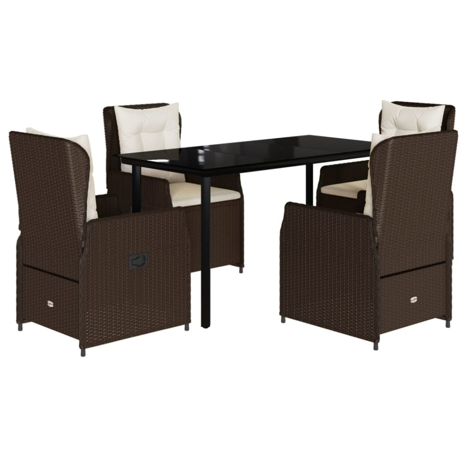 Set mobilier de grădină, 5 piese, cu perne, maro, poliratan - 1 | YEO