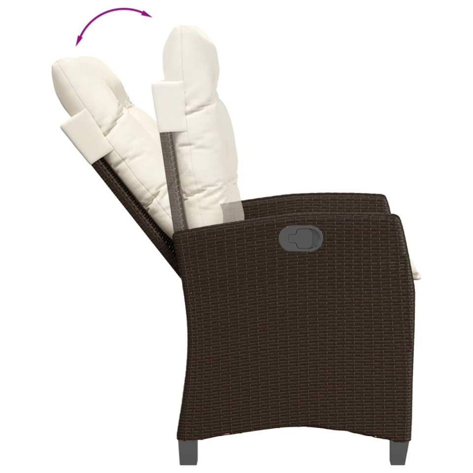 Set mobilier de grădină, 5 piese, cu perne, maro, poliratan - 3 | YEO