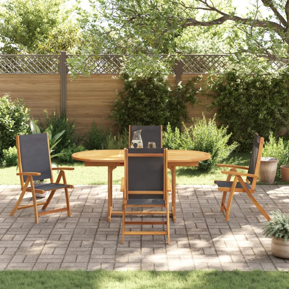 Set mobilier de grădină, 5 piese, lemn masiv acacia/textilenă - 2 | YEO