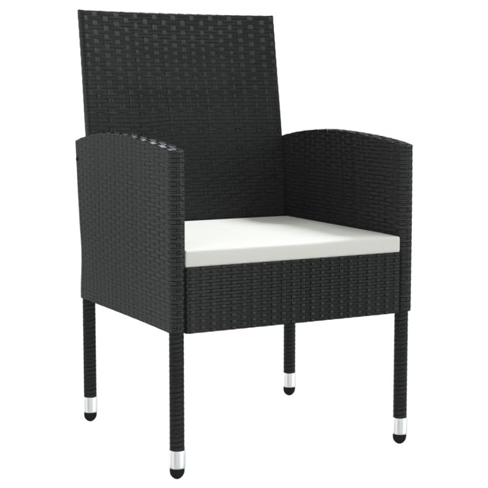 Set mobilier de grădină, 5 piese, negru, poliratan și oțel - 3 | YEO