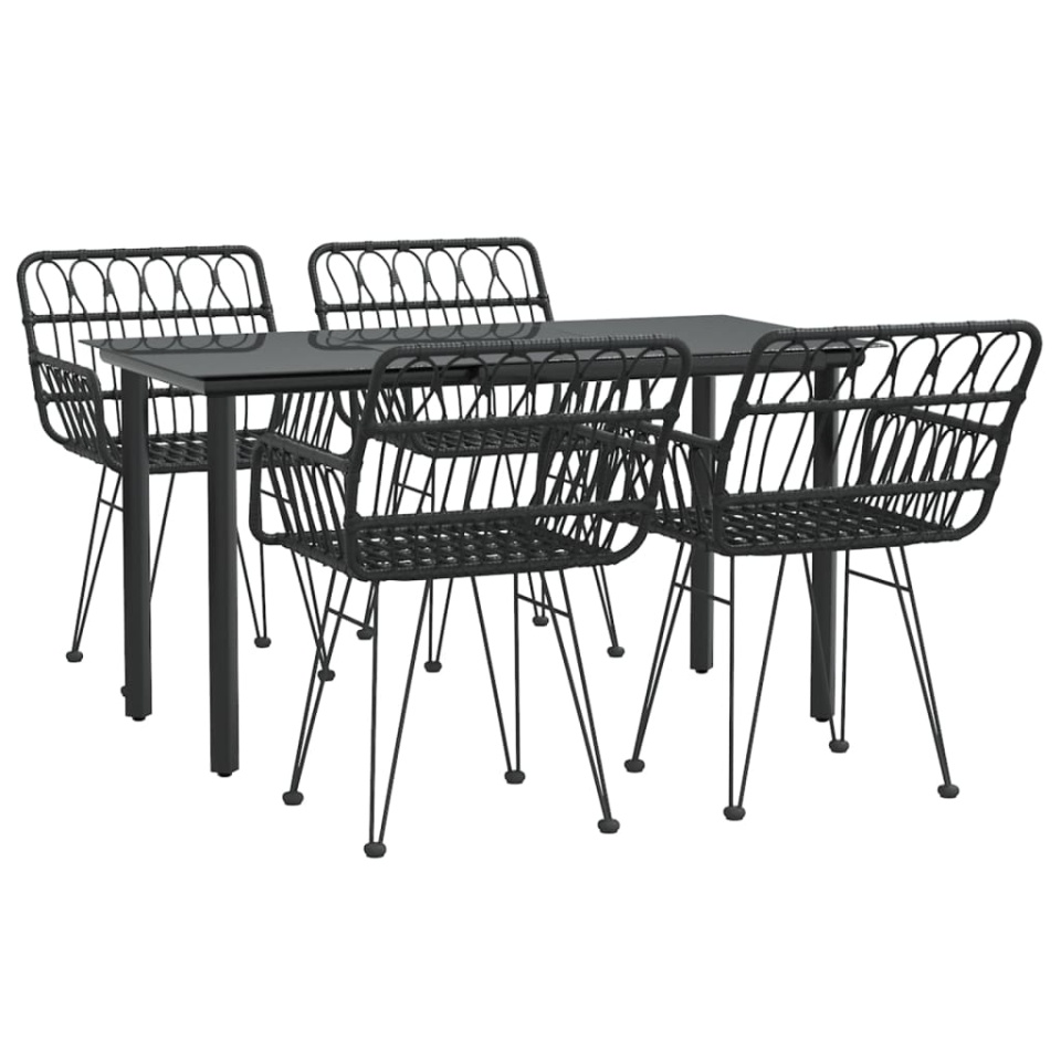 Set mobilier de grădină, 5 piese, negru, poliratan - 2 | YEO