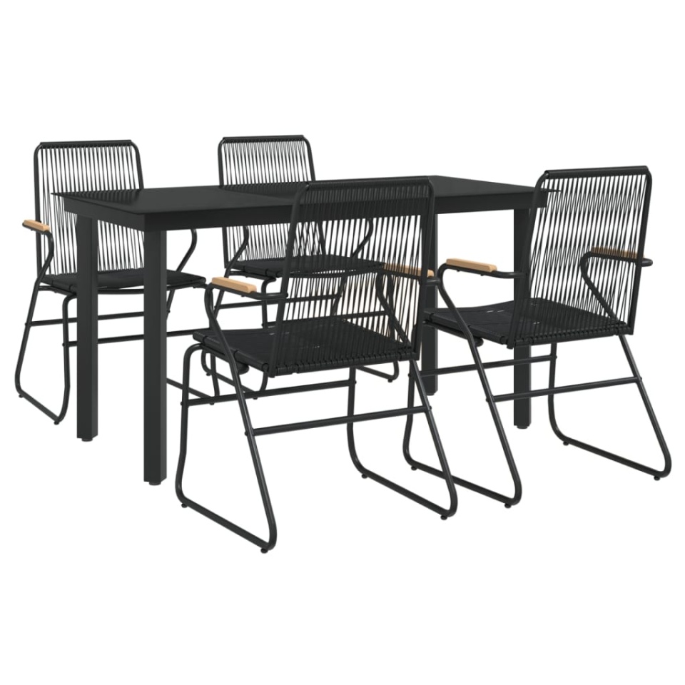 Set mobilier de grădină, 5 piese, negru, ratan PVC - 2 | YEO