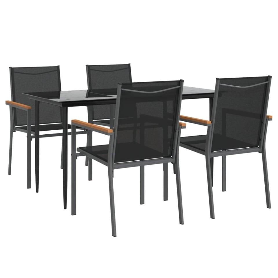 Set mobilier de grădină, 5 piese, negru, textilenă și oțel - 2 | YEO