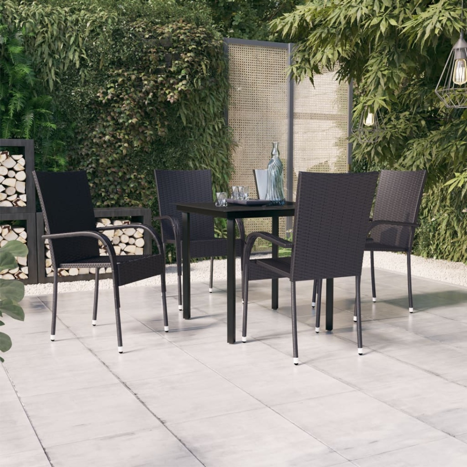 Set mobilier de grădină, 5 piese, negru
