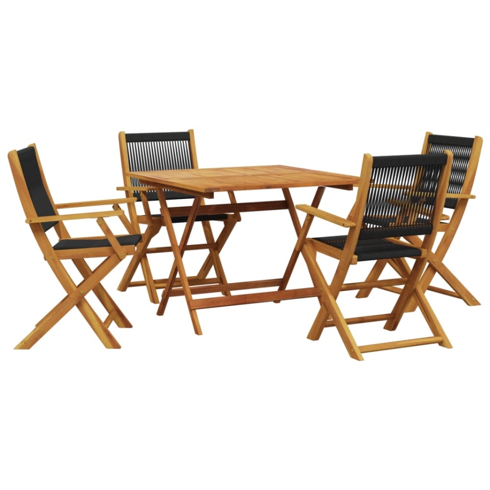 Set mobilier de grădină 5 piese polipropilenă neagră/lemn masiv - 1 | YEO