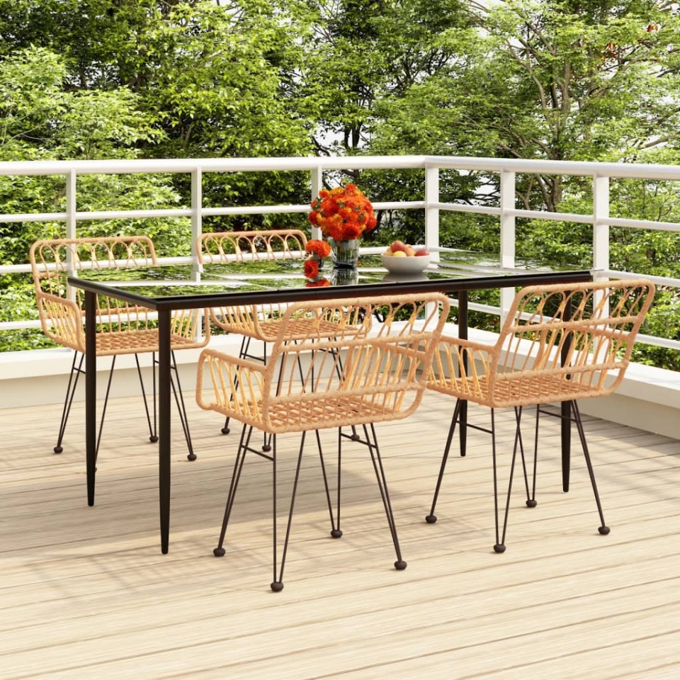 Set mobilier de grădină, 5 piese, poliratan