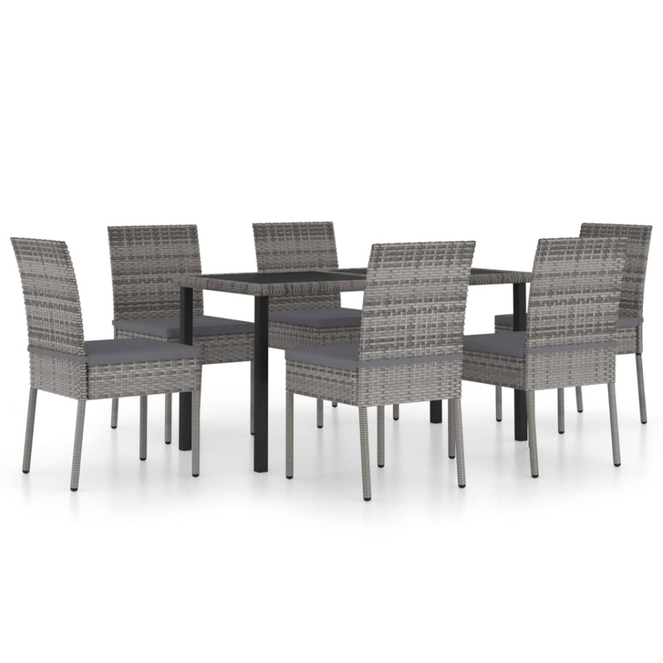 Set mobilier de grădină, 7 piese, gri, poliratan - 1 | YEO