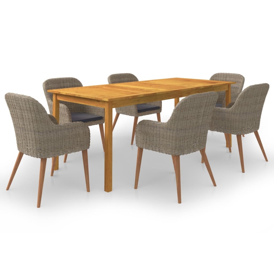 Set mobilier de grădină, 7 piese, maro
