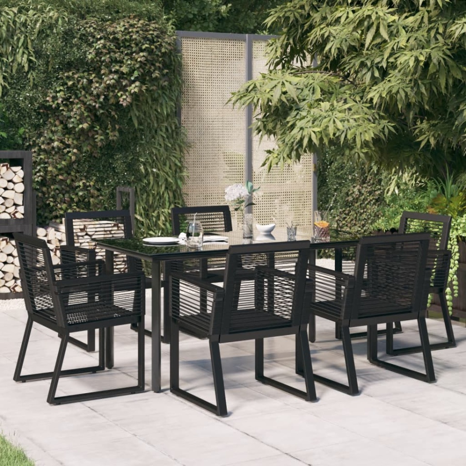 Set mobilier de grădină, 7 piese, negru, ratan PVC