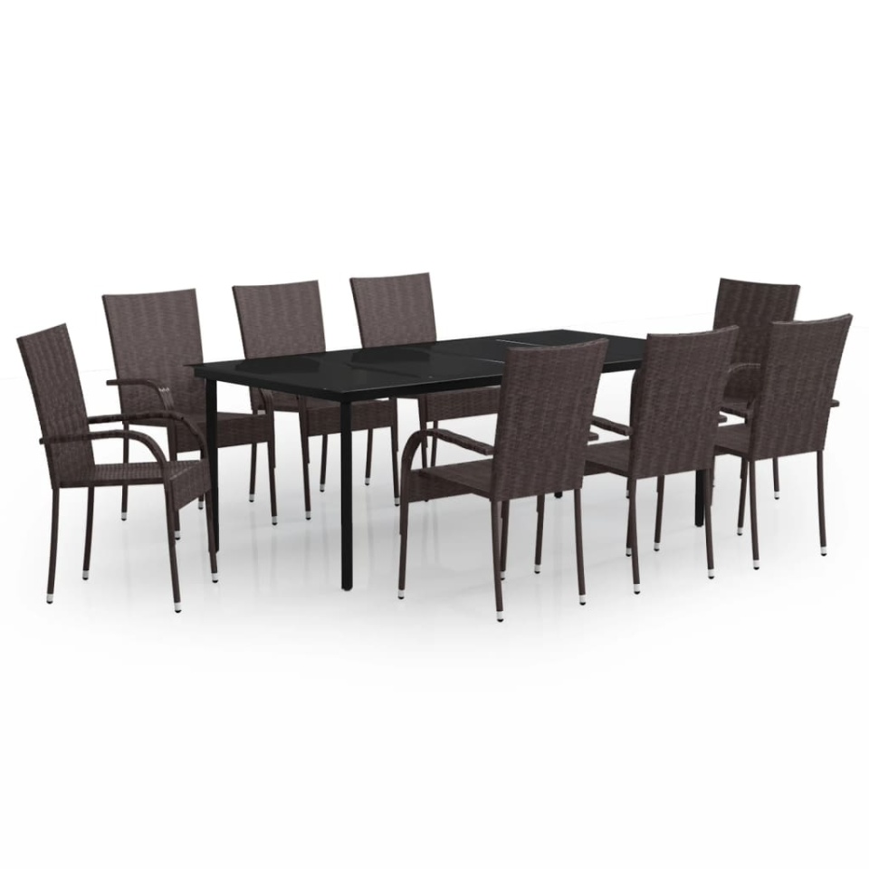 Set mobilier de grădină, 9 piese, maro și negru - 1 | YEO