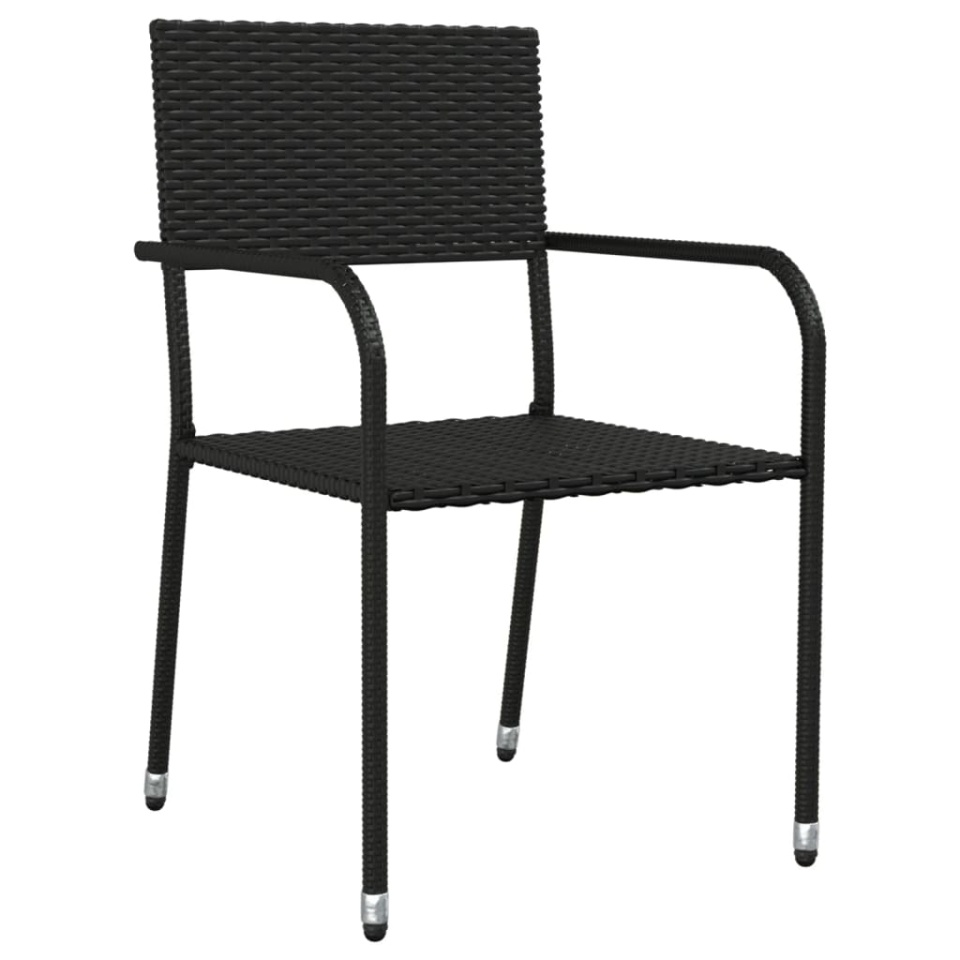 Set mobilier de grădină, 9 piese, negru, poliratan și oțel - 3 | YEO