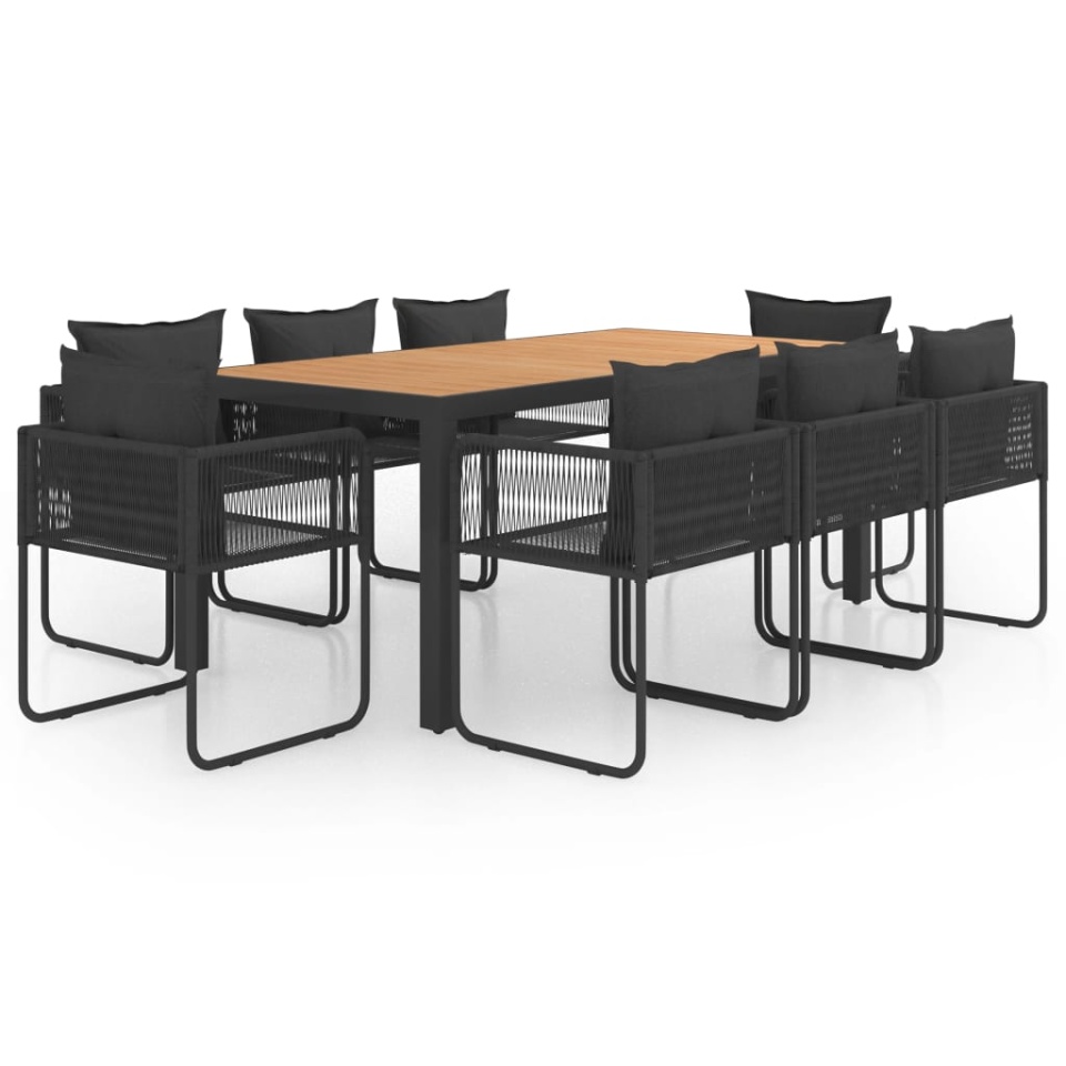 Set mobilier de grădină, 9 piese, negru și maro, ratan PVC - 1 | YEO