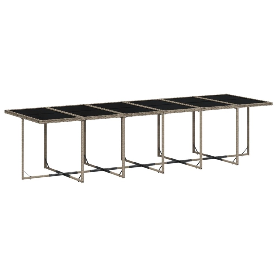 Set mobilier de grădină cu perne, 13 piese, gri, poliratan - 2 | YEO