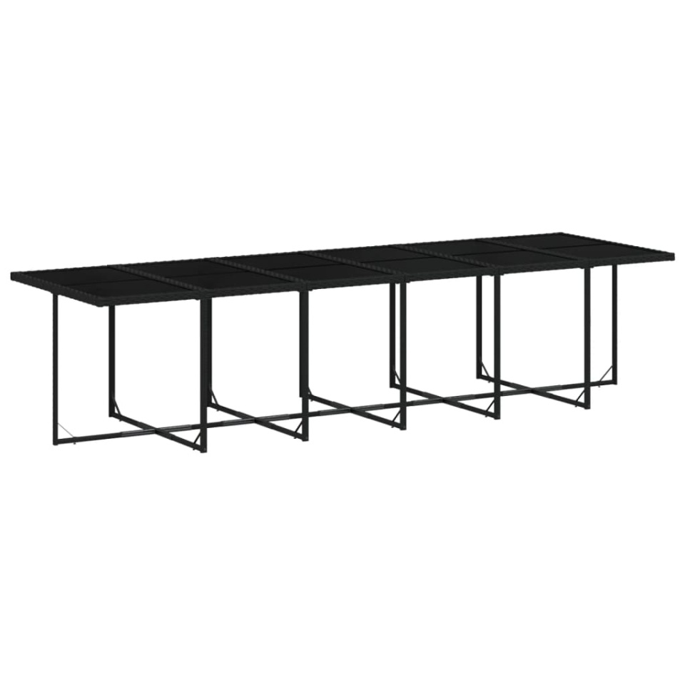 Set mobilier de grădină cu perne, 13 piese, negru, poliratan - 3 | YEO