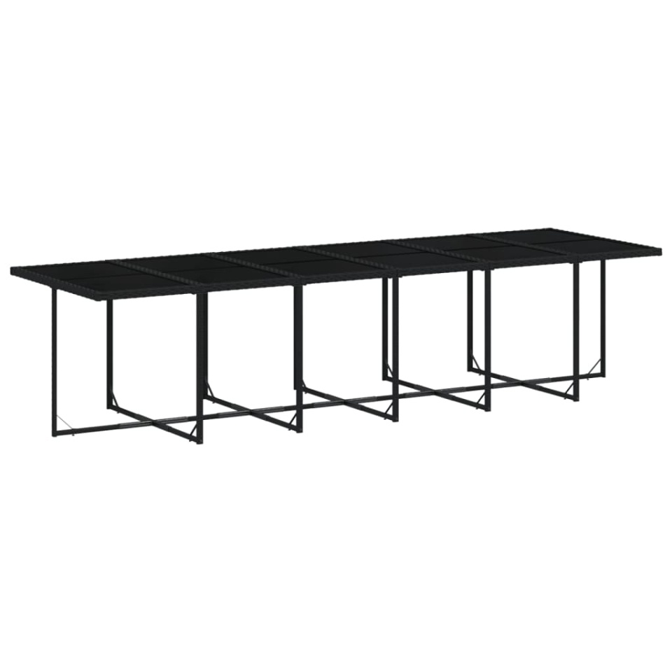 Set mobilier de grădină cu perne, 17 piese, negru, poliratan - 3 | YEO