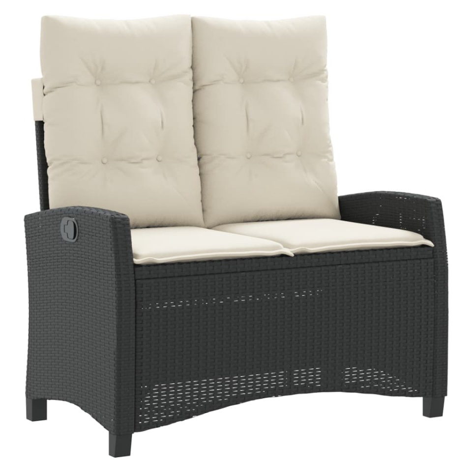 Set mobilier de grădină cu perne, 2 piese, negru, poliratan - 2 | YEO