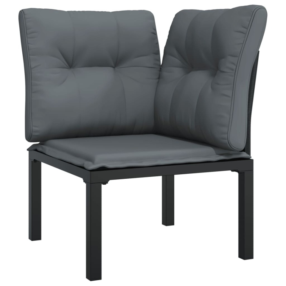 Set mobilier de grădină cu perne, 3 piese, negru/gri, poliratan - 3 | YEO