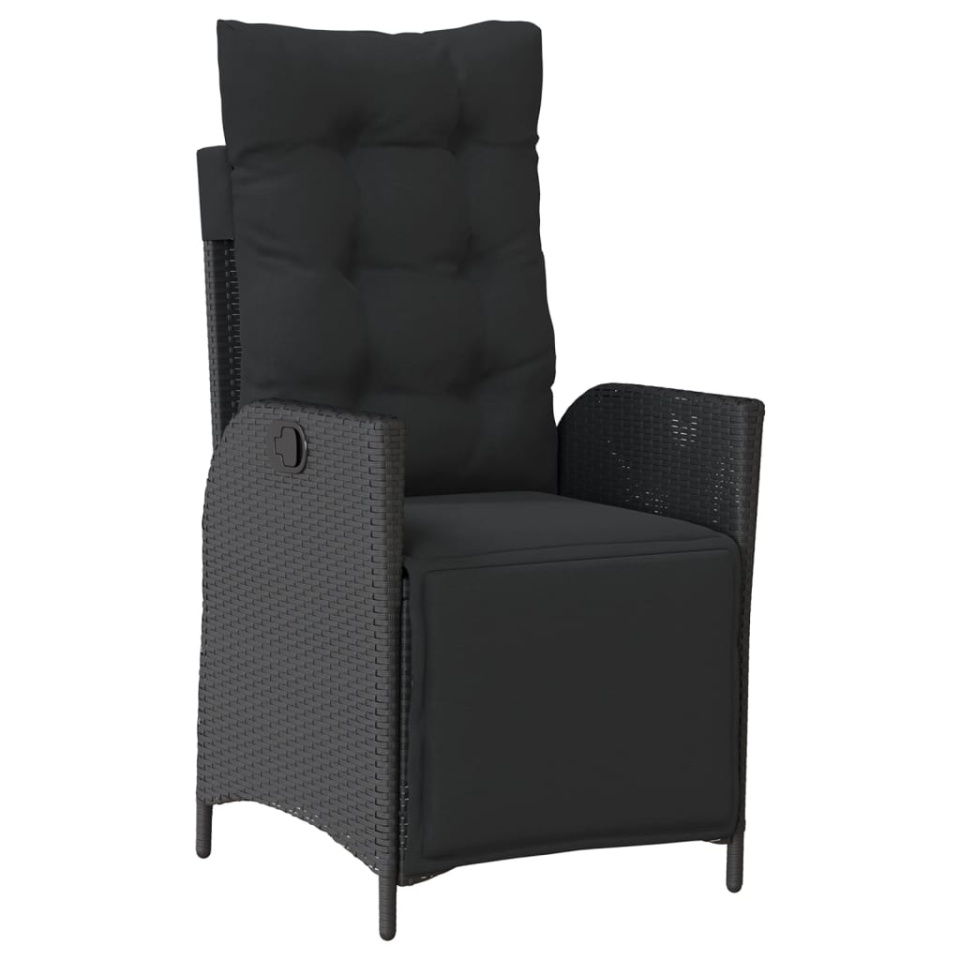 Set mobilier de grădină cu perne, 3 piese, negru, poliratan - 2 | YEO