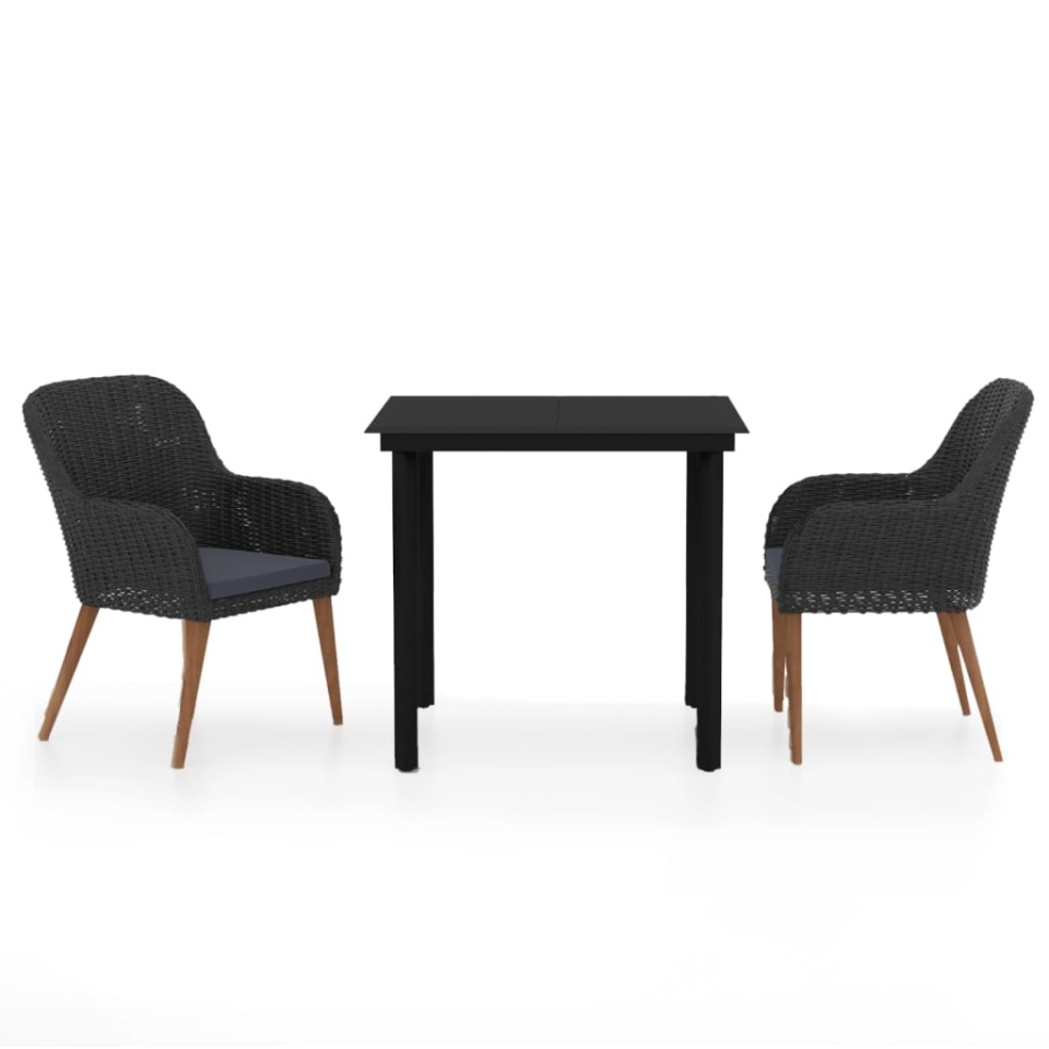 Set mobilier de grădină cu perne, 3 piese, negru - 1 | YEO