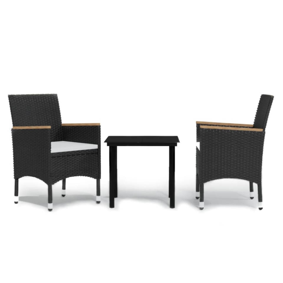 Set mobilier de grădină cu perne, 3 piese, negru - 1 | YEO
